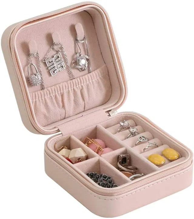 KKBAPU Mini Jewellery Box | Mini PU Travel Jewelery Storage Box Small Travel Jewelry Organizer For Rings Earrings Necklaces Pendant Vanity Box