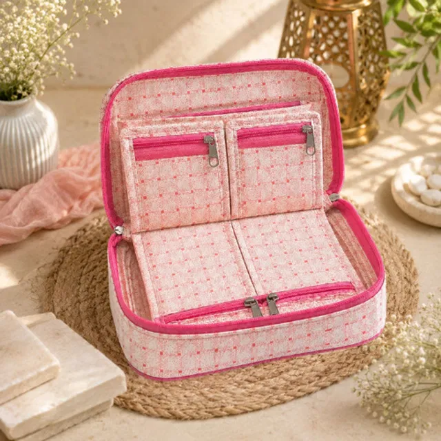 STORAZE Premium Jewellery & Makeup Organizer Pouch for Women Jewellery Storage Makeup Pouches Vanity Box