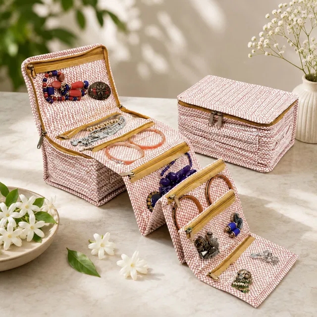 STORAZE Luxury Jewellery Makeup Organizer Case Jewellery Storage Makeup Pouches Vanity Box