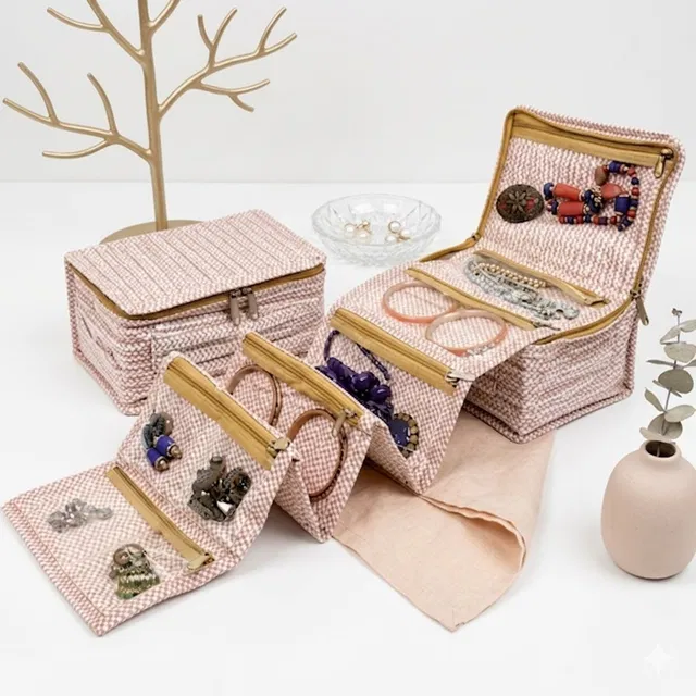 STORAZE Premium Travel Jewellery & Makeup Organizer Bag with 8 Storage Pouches for Women Jewellery Storage Makeup Pouches Vanity Box