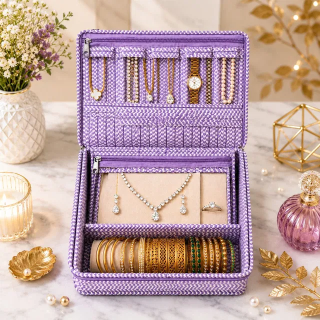 STORAZE Multipurpose Vanity Bag with Compartments Jewellery Storage Makeup Pouches Vanity Box