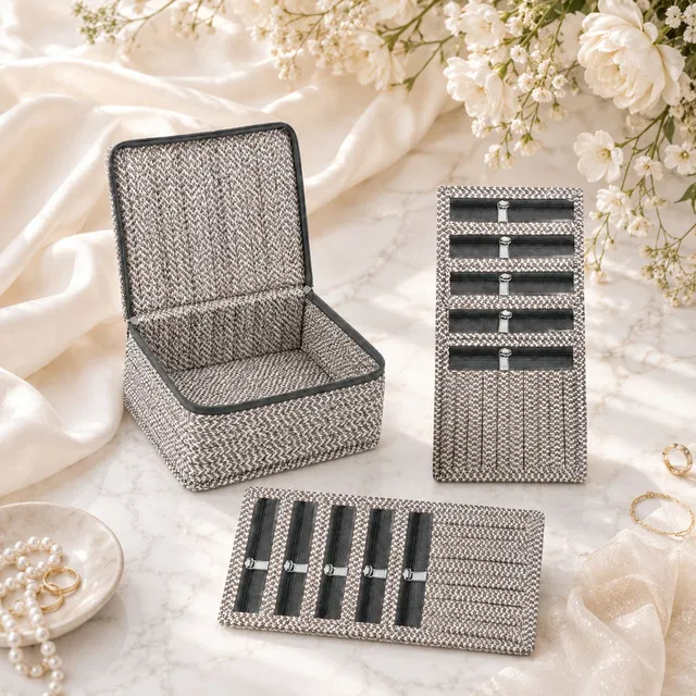 STORAZE Foldable Makeup & Jewellery Storage Organizer with 10 Pockets Travel Jewellery Organizer Vanity Box
