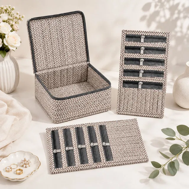 STORAZE Gray Jewellery & Makeup Organizer Pouch Accessory Organizer Vanity Box