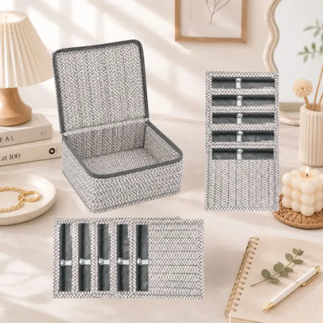 STORAZE Women’s Travel Jewellery & Makeup Organizer Bag with 10 Pockets Jewellery Storage Makeup Pouches Vanity Box