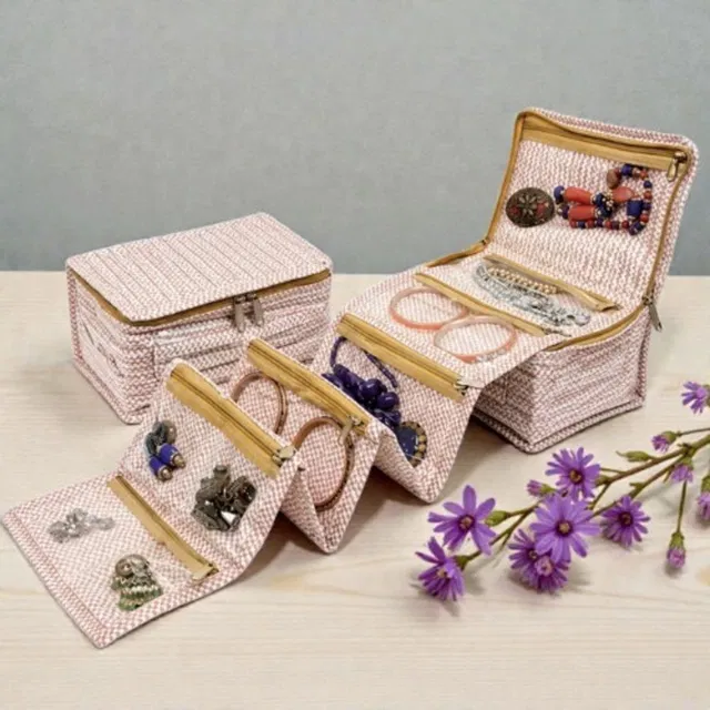 STORAZE Premium Jewellery & Cosmetic Organizer Case with 8 Zip Storage Pouches Jewellery Storage Makeup Pouches Vanity Box