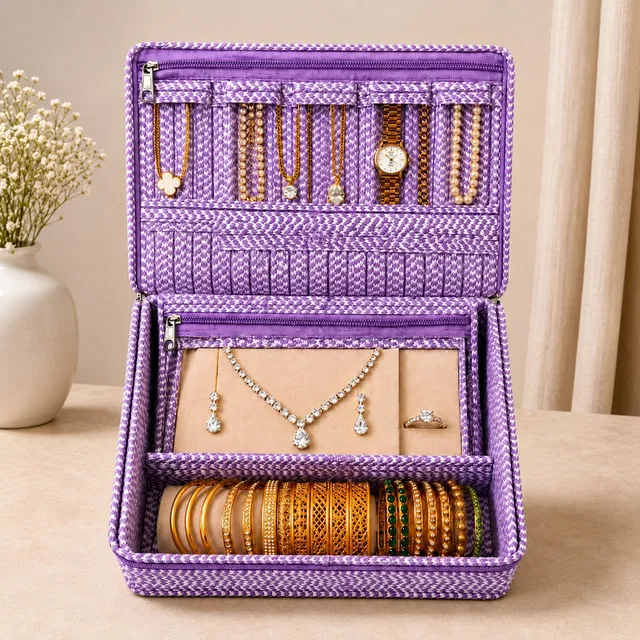 storvora Premium Purple Jewellery Collection Organizer Jewellery pouch Vanity Box