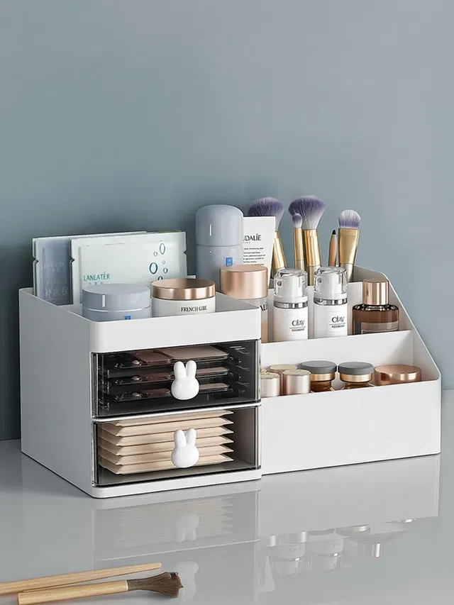 CENTURY Desktop Cosmetic Box, Jewelry Holder for Bathroom Vanity and Dressing Room 7 compartment Vanity Box