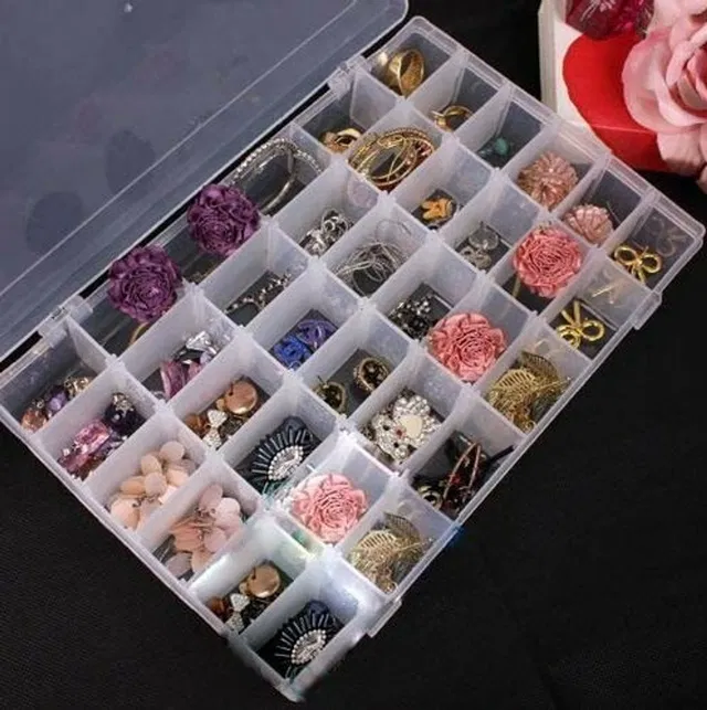 Adhunyk Multipurpose Plastic Jewellery Organizer, household container and Kit Earring stoareg organizer, small good Storage Box, jewellery Organizer Vanity Box Vanity Box