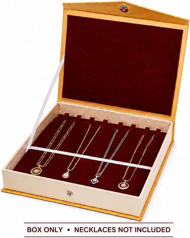 CLASSECRAFTS Premium Satin Necklace Chain Holder Storage Box (Gold & Red) Chain Holder, Necklace Organizer, Jewellery Storage Vanity Box