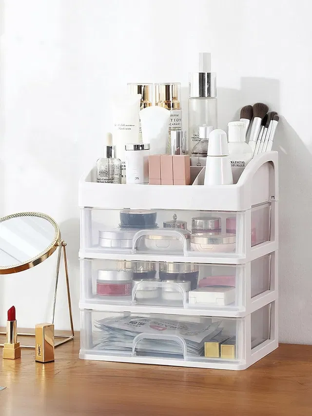 MECHON Cosmetic Organisers | Makeup Box Stand with Drawers | Stylish Storage Solution | Cosmetic Organisers for Skincare, Perfume, Lipsticks & Beauty Essentials Vanity Box