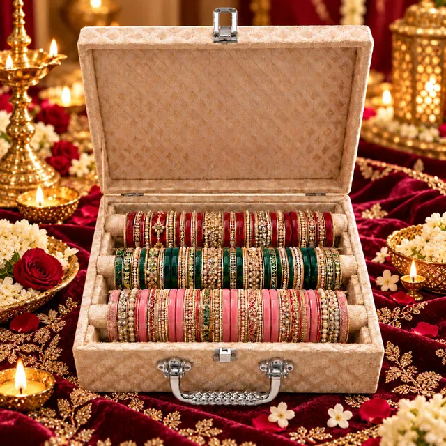 A ONE VANITIES A ONE Royal Bridal Chura Box Organizing bangles Vanity Box