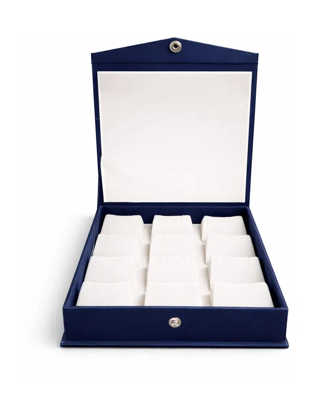 CLASSECRAFTS Vevet Earring Box with Blue Velvet (8:7 inch) (12 set of Earring Holder) Velvet Earring Organizer Box for Women 12 Compartment Jewelry Storage Vanity Box