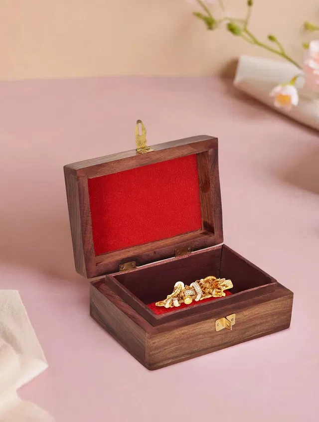 DigiRake Wooden Jewellery Box For Women (6*4 Inch) | Vanity Box Gift Items Jewellery Storage, Makeup Storage, Decorative Piece Vanity Box