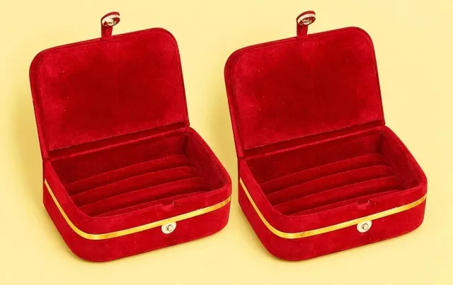 CLASSECRAFTS Velvet Ring Box Organizer Multi Slot Jewelry Storage Case Engagement Wedding Ring Holder Gift Box with Soft Cushion Interior Vanity Box