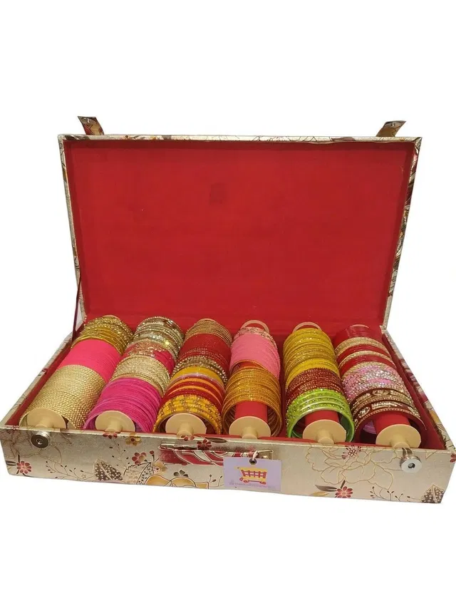 CLASSECRAFTS Bangle Box Plain 6 Rods Makeup ,churi ,(silver rose) Jewellery Vanity Box
