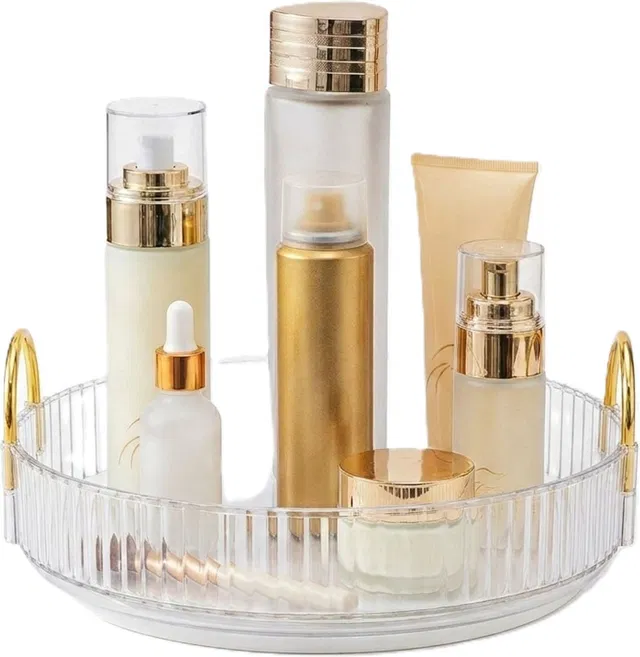inovera 360° Rotating Cosmetic Organizer for vanity, Skincare, Perfume, and More Dressing Table Countertop Skincare & Bathroom Accessories Holder (1 Tier) Vanity Box