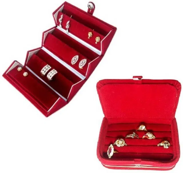 ultimatefashionista Combo Studs Tops Pocket & Ring Jewellery Vanity Box (Red) vanity box Vanity Box