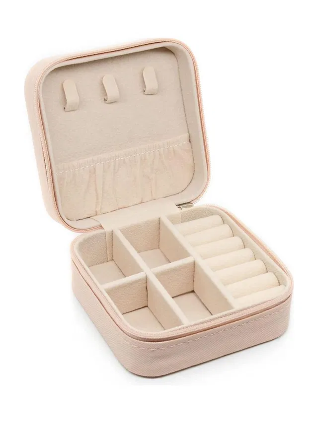 KriShyam ®Portable Travel Mini Jewelry Box Leather Jewellery Ring Organizer Small Travel Jewelry Organizer For Rings Earrings Necklaces Pendant Vanity Box