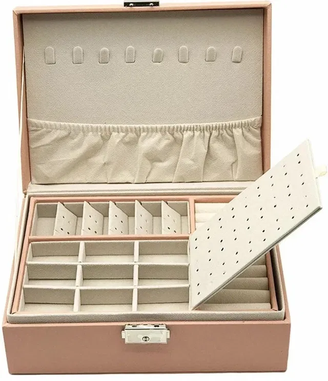 Noscomp Jewellery Organizer Box Double first storage box | Can store stud earrrings,necklaces,bracelets,watches Vanity Box