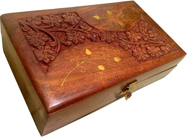 Pranjly Multipurpose Handcrafted Sheesham Wood Jewellery/ Vanity Box, Jewel Organizer Hand Carved with Intricate Carvings| Made with Pure Polished & Heavy Quality Sheesham Wood (Rosewood) Jewellery, Vanity, Make Up, Multipurpose Vanity Box