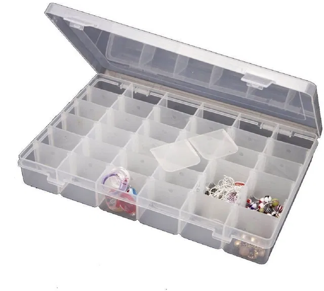 Sukot Adjustable Plastic Jewelry Box Tools Box 24 Case Compartment Storage Box Storage Vanity Box