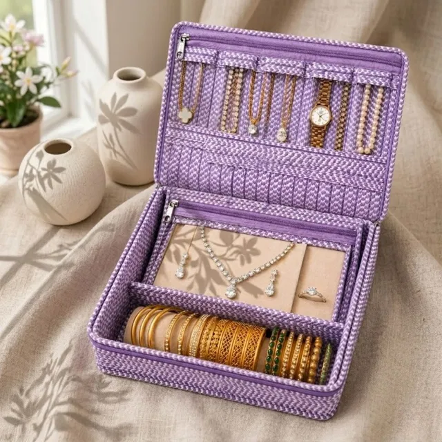 STORAZE • Multipurpose Travel Makeup & Jewellery Organizer Pouch for Women Jewellery Storage Makeup Pouches Vanity Box