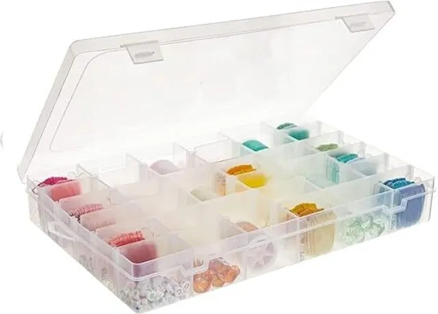 TINSUHG (Pack of 1 36 Grids Clear Plastic Organizer Jewelry Storage Box no Vanity Box
