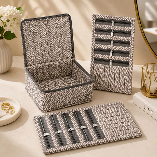 storvora Elegant Zippered Jewellery Storage Organizer Jewellery pouch Vanity Box