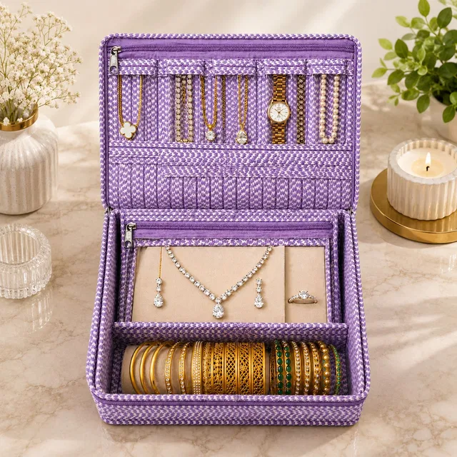 STORAZ All-in-One Travel Jewellery & Cosmetic Organizer Bag for Women Jewellery Storage Makeup Pouches Vanity Box