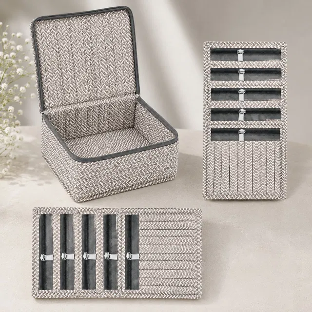 STORAZE Gray Jewellery Storage & Travel Organizer Pouch Jewellery Storage Makeup Pouches Vanity Box
