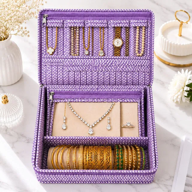 STORAZE Premium Multipurpose Jewellery & Makeup Organizer Pouch Jewellery Storage Makeup Pouches Vanity Box