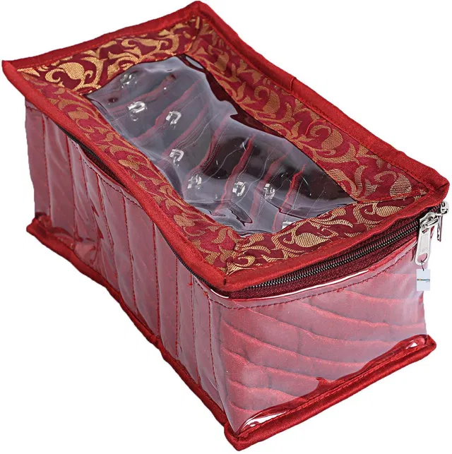 HOMESTIC Cotton 10 Pouch Jewellery Box (Maroon) Jewellery Organizer Vanity Box