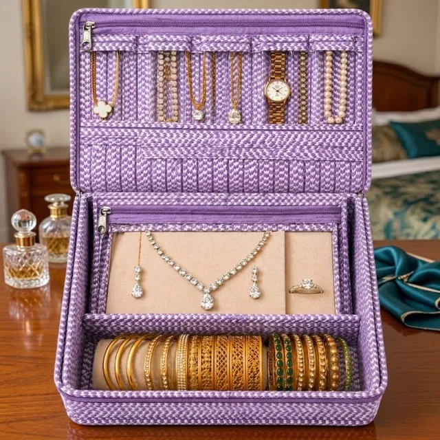 STORAZE Travel Jewellery & Makeup Organizer Bag with Pouches Jewellery Pouches Vanity Box