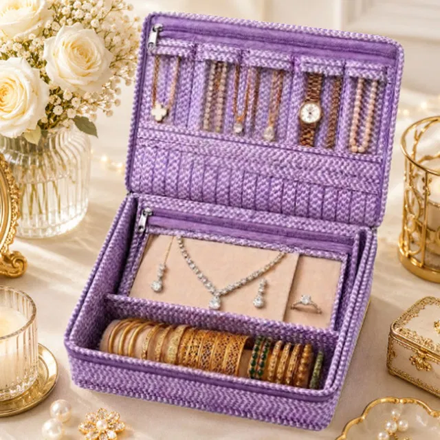 STORAZE Travel Jewellery and Makeup Organizer Bag with Multiple Compartments for Women Jewellery Storage Makeup Pouches Vanity Box