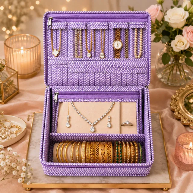 STORAZE • Premium Multipurpose Jewellery & Makeup Organizer Pouch Jewellery Storage Makeup Pouches Vanity Box