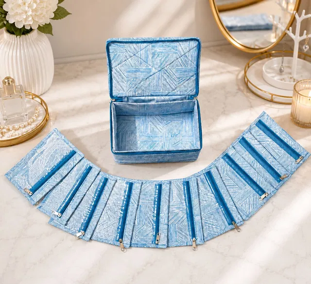 STORAZE Sky Blue Premium Jewellery Organizer Pouch Jewellery Storage Makeup Pouches Vanity Box