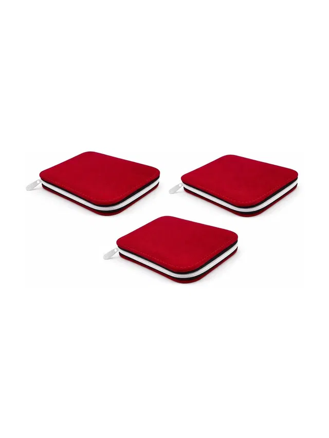 S Mark Smark Velvet Necklaces Jewellery Box For Women and Girls jewellery storage Vanity Box(Red)(3pcz) jewellery box Vanity Box