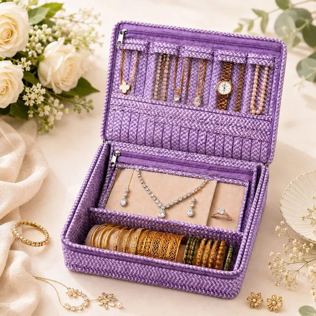 storvora Purple Grace Multipurpose Jewellery Pouch Jewellery Storage Makeup Pouches Vanity Box