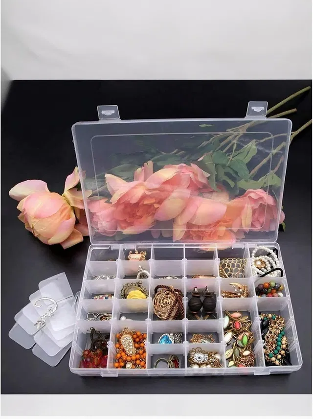 EXTRIA 36 Grid Storage Box Organizer Pills Drugs Earrings Bead Jewelry Vanity Box Plastic Organizer Storage Box with Adjustable Dividers, Storage Organizer Box Vanity Box