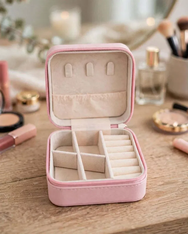 lukaf Compact Velvet Jewellery Storage Case Jewellery Vanity Box