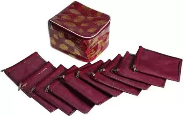 BBkart Jewellery Box Organizer with 10 Pouch For Traveling Makeup and Jewellery Vanity Makeup and Jewellery Vanity Box