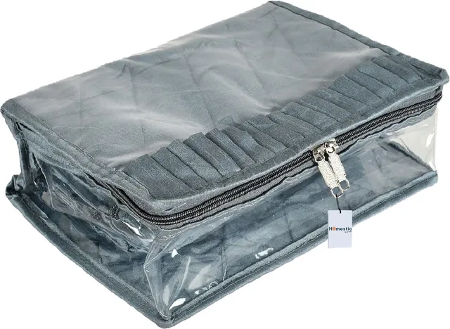 HOMESTIC PVC Laminated Jewellery Organizer With 13 Transparent Pouches (Gray) Jewellery Vanity Box
