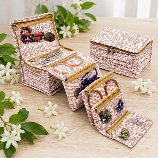STORAZE Premium Jewellery & Makeup Organizer Bag with 8 Attached Pouches Jewellery Pouches Vanity Box