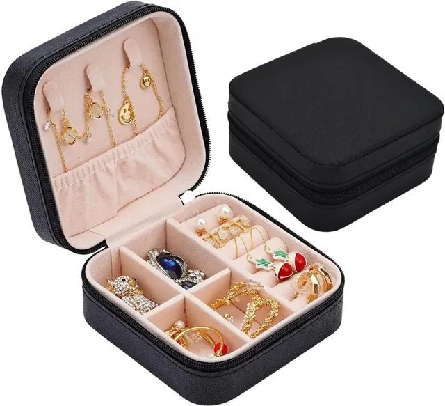 MGPRIME MakeupboxBlack Jewellery Box for Women, Travel Jewellery Organizer, Makeup & Accessories Storage Vanity Box