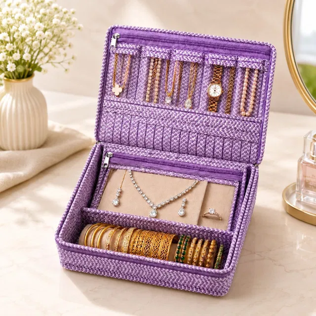 storvora Royal Purple Jewellery Pouch Jewellery Storage, Protection Vanity Box