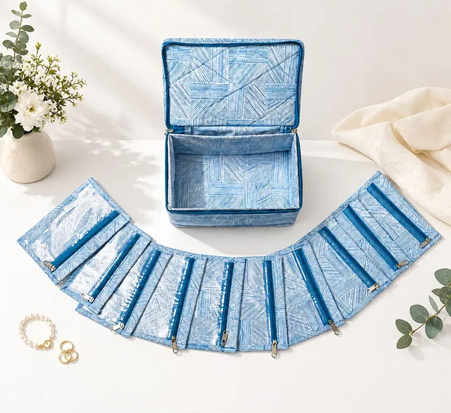 STORAZE Sky Blue Jewellery & Makeup Pouch Jewellery Storage Makeup Pouches Vanity Box