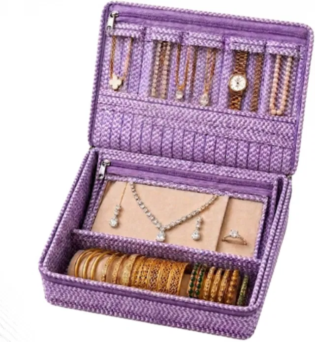 storvora Purple Travel Jewelry Organizer Makeup & Jewellery Storage Vanity Box