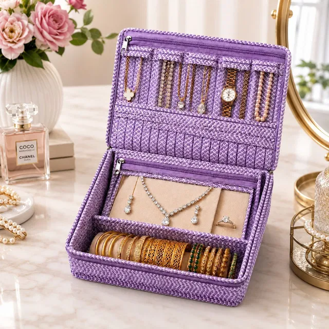 storvora Compact Luxury Jewelry Travel Organizer Jewellery pouch Vanity Box