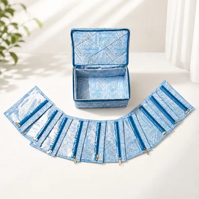 storvora Sky Blue Glow Jewellery Storage Pouch Jewellery Storage Makeup Pouches Vanity Box