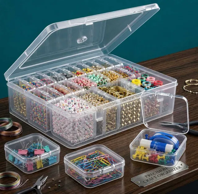 SHIVALAY 30 Grid Clear Storage Box for Beads, Earrings, Stones, Pills & Craft Supplies Small Items Storage Organizer Vanity Box